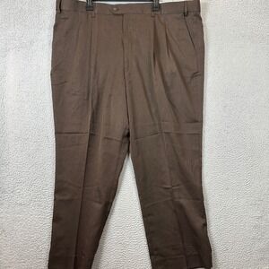 NEW CM Silver Edition Dress Pants Mens 48X30 Brown Pleated Straight Fit Pockets